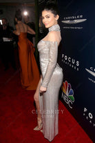 Kylie Jenner long sleeves dress golden globes after parties 2017