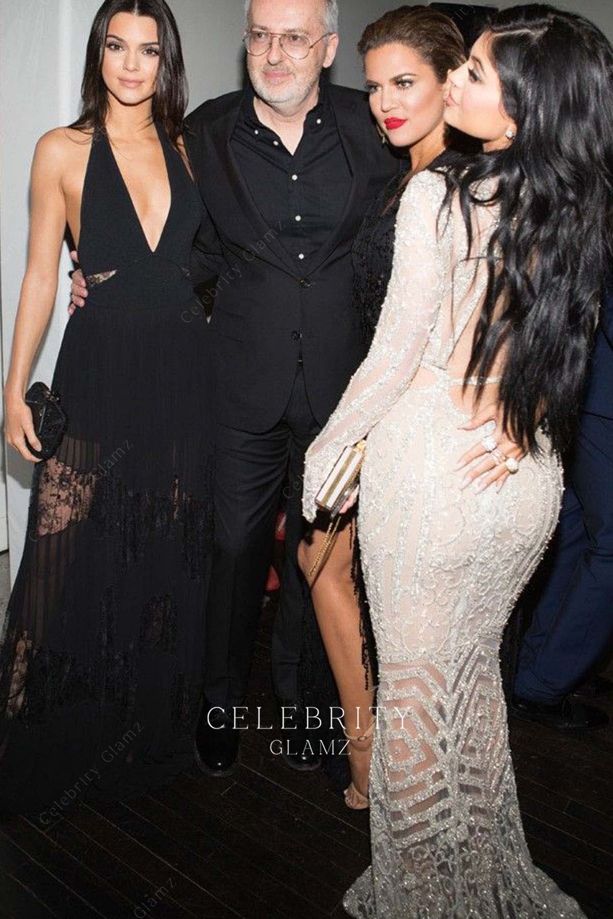 Kylie Jenner long sleeves dress Grammys after party 2015