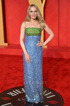 Kylie Minogue blue glitter prom dress 2024 Oscars after party
