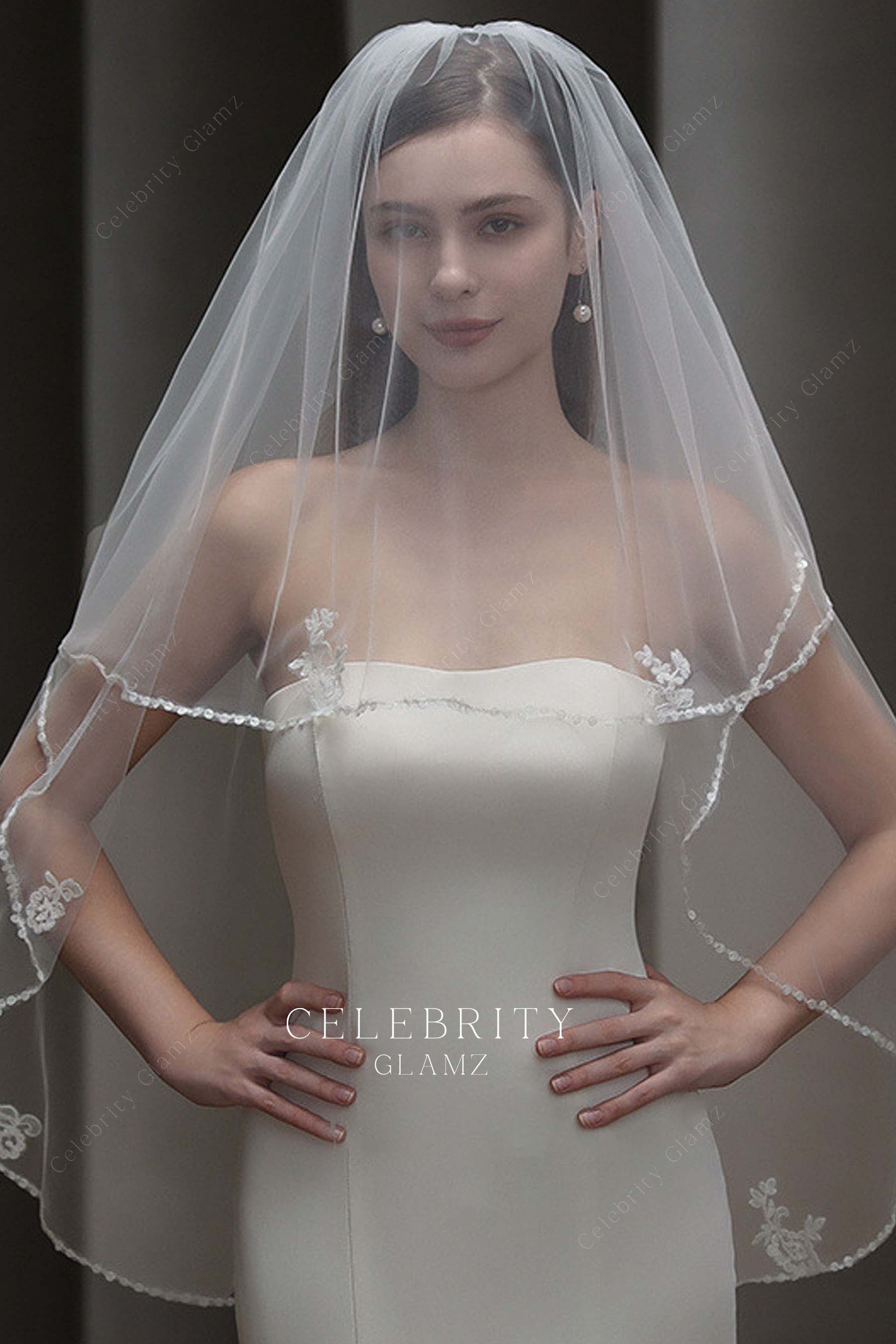 lace appliques bridal veil