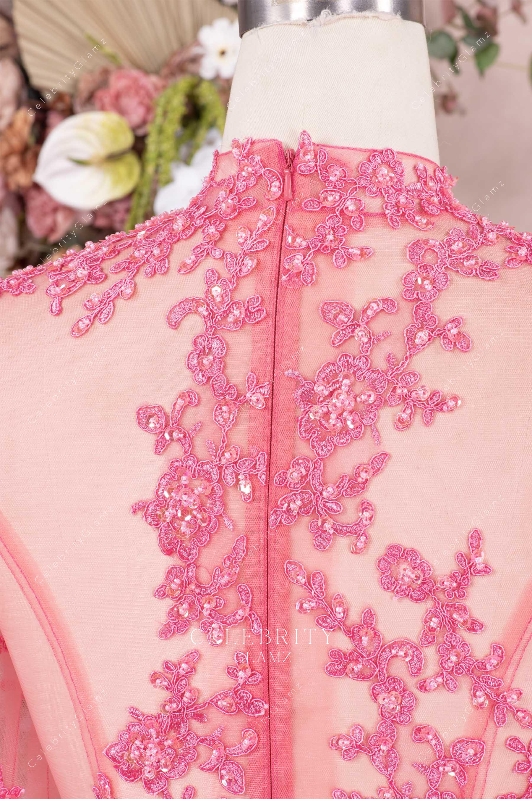 lace appliques illusion back