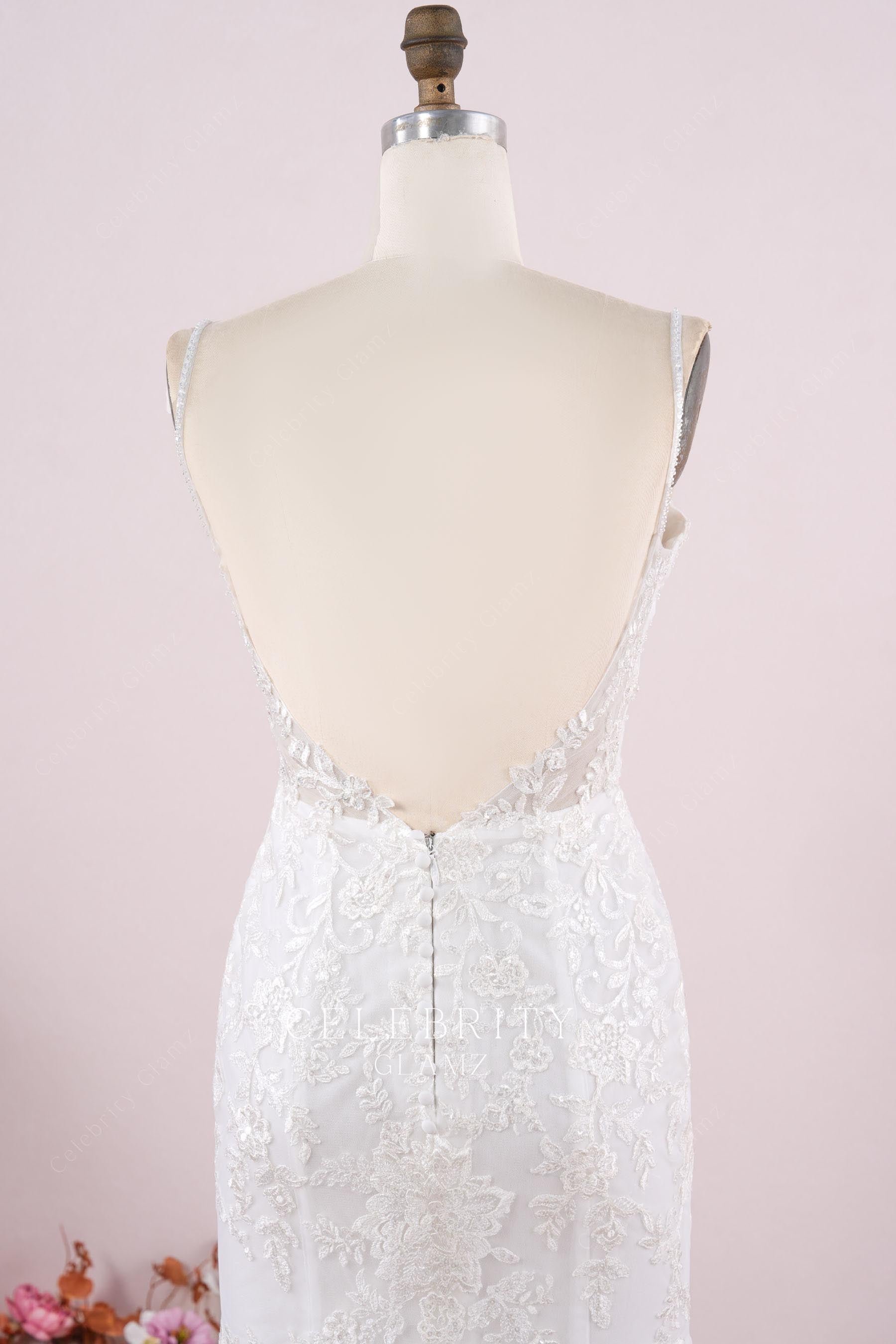 lace backless mermaid bridal dress