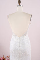 lace backless mermaid bridal dress