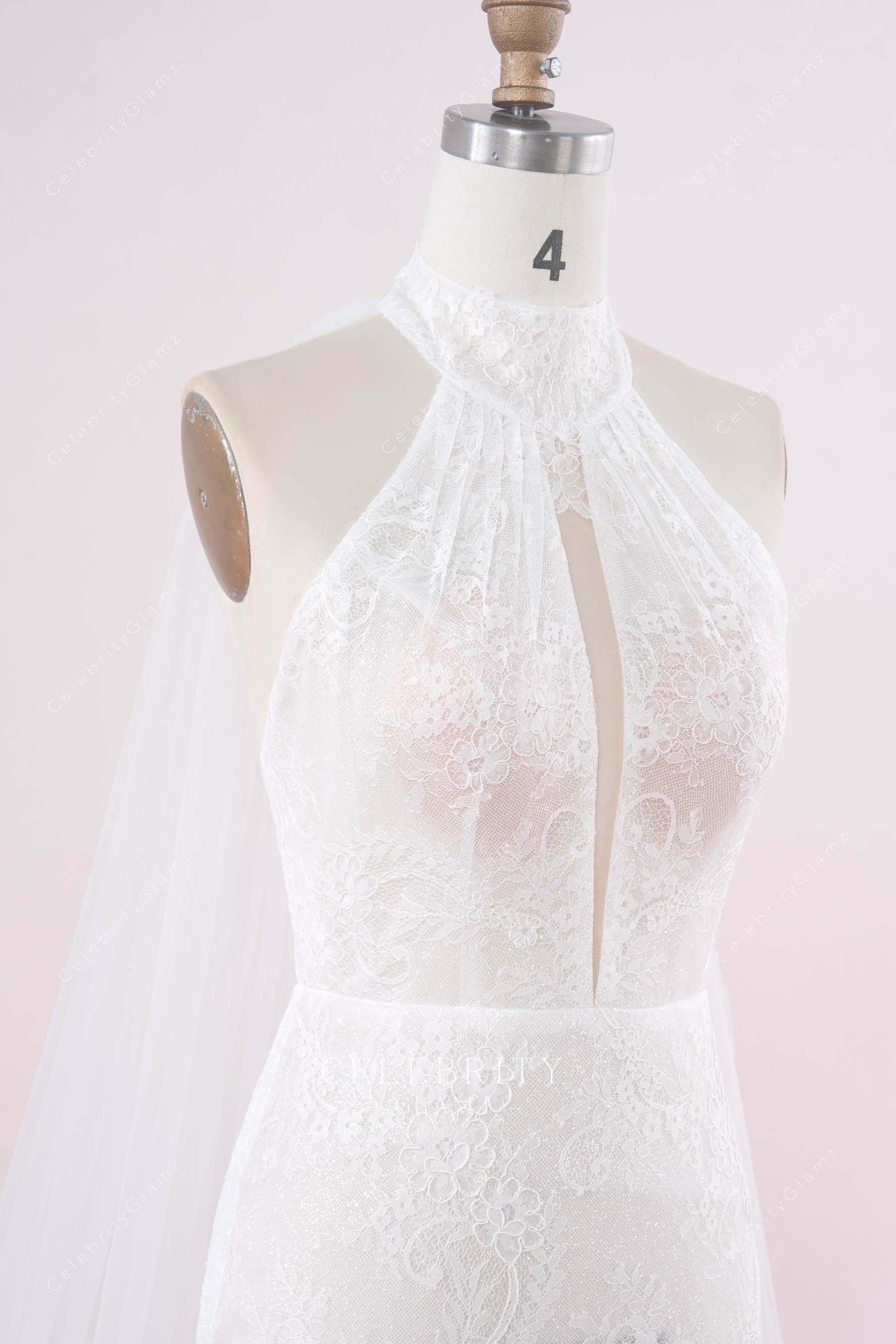 lace high neck wedding dress