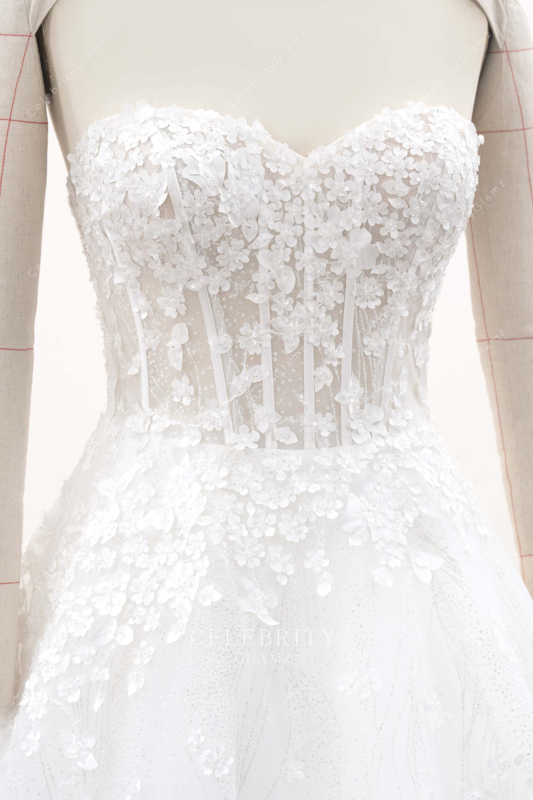 lace strapless sweetheart wedding dress