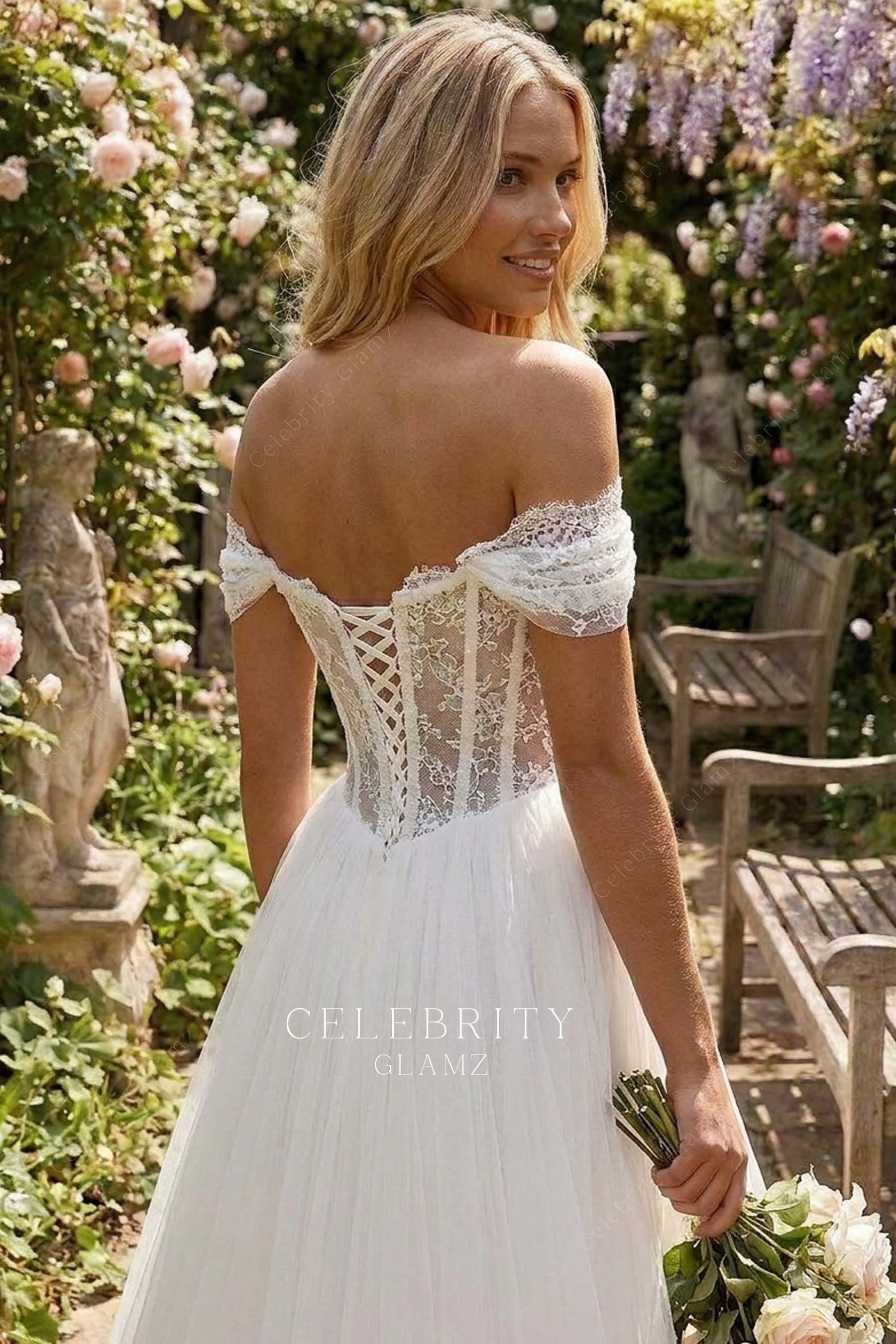 lace up closure bridal dress