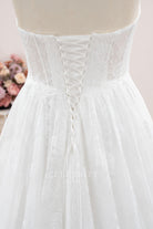 lace up with panel back bridal dress