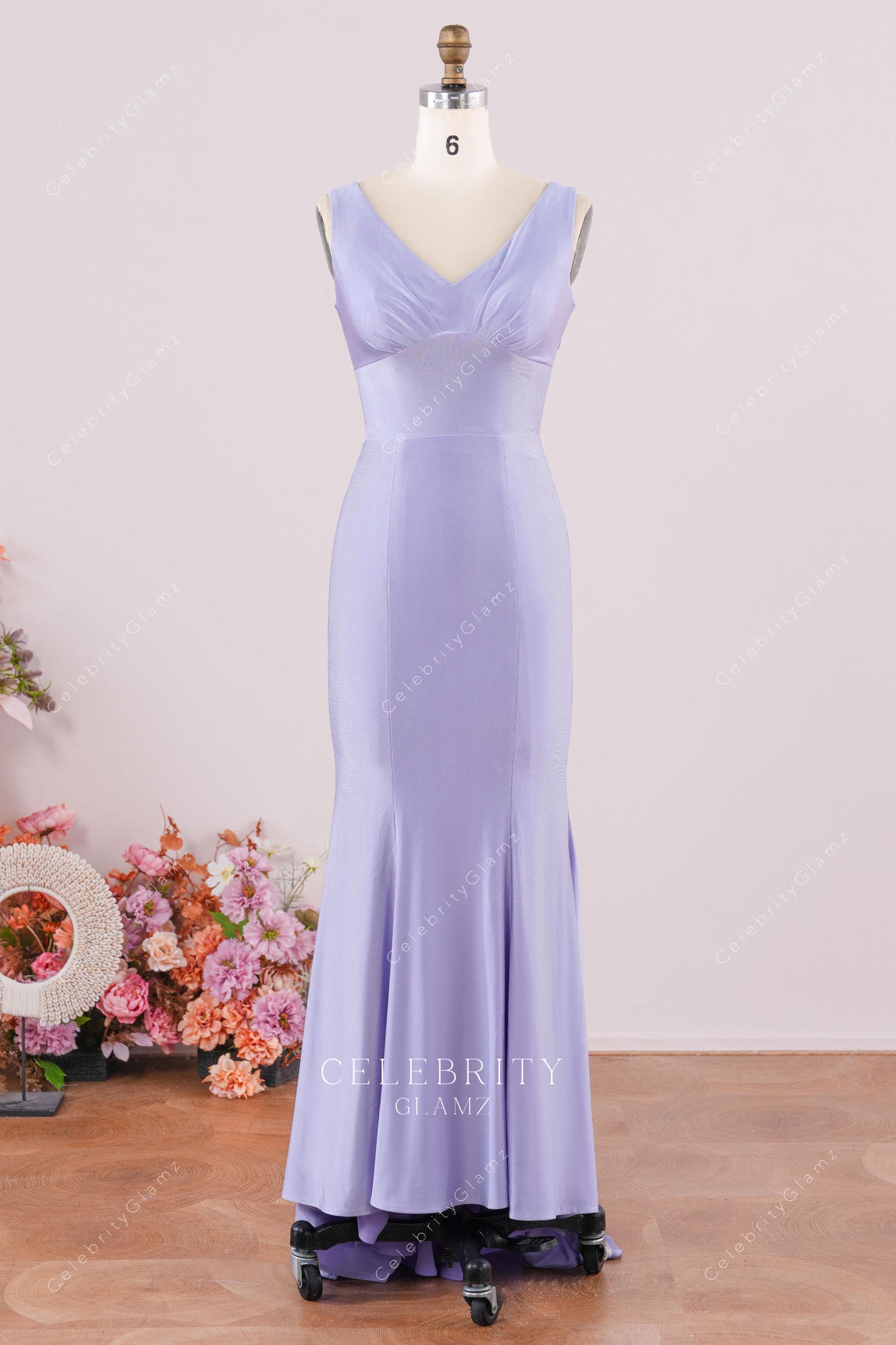 lavender high low bridesmaid dress
