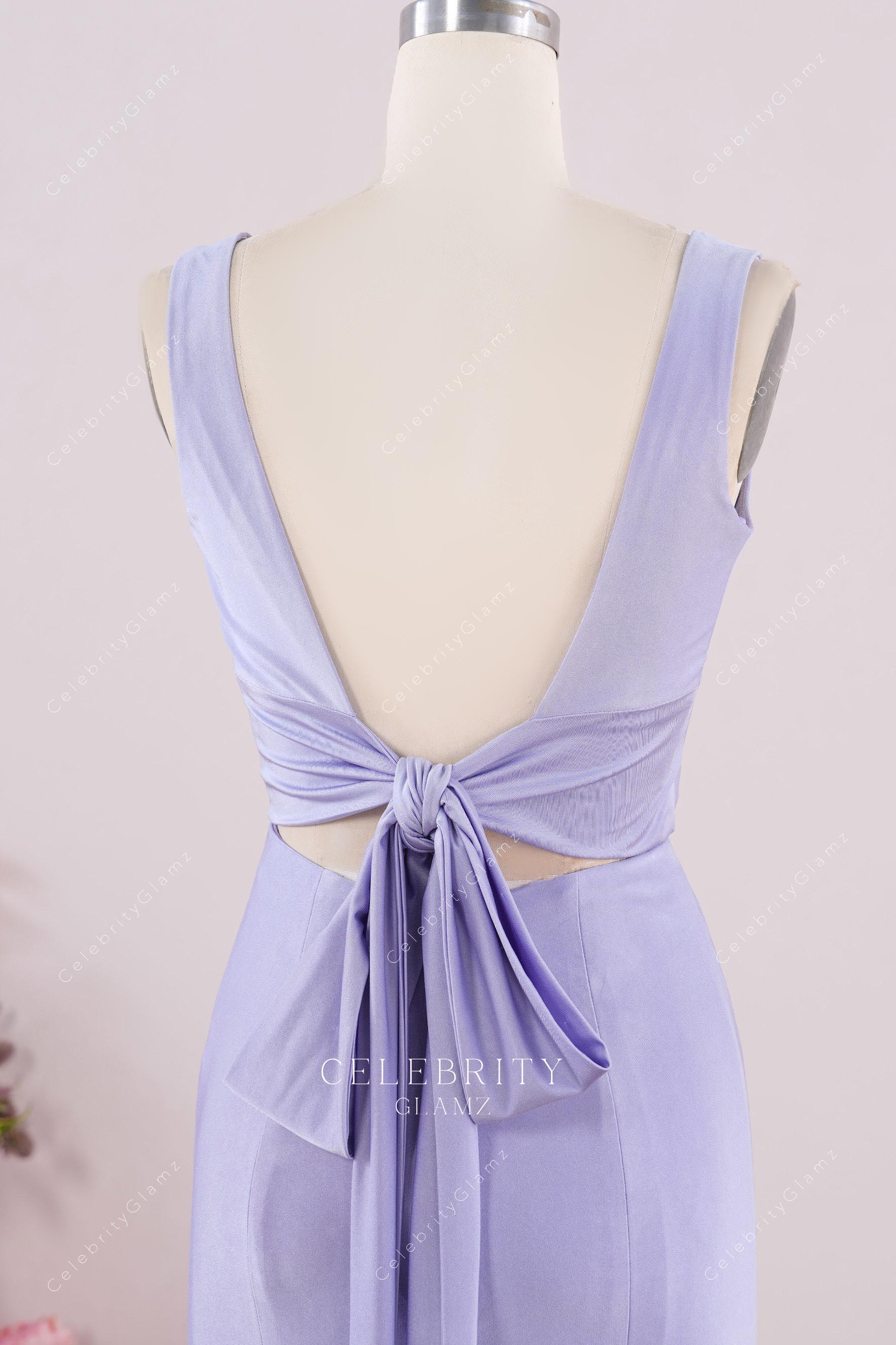 lavender open back bridesmaid dress