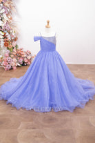lavender tulle asymmetrical a line  pageant dress