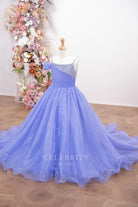lavender tulle sparkly crystal a line pageant dress