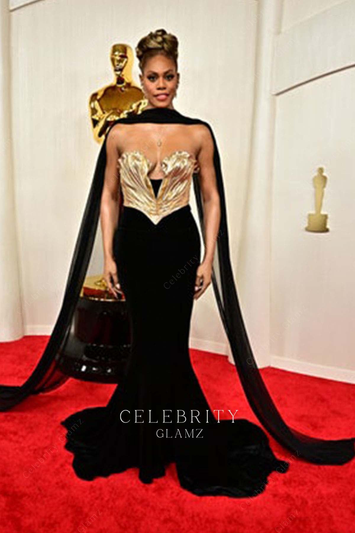 Laverne Cox two tone prom dress 2024 Oscars Red Carpet