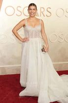 Lee Broda v neck 2025 Oscars red carpet formal dress