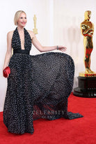 Leslie Bibb sleeveless prom dress 2024 Oscars red carpet