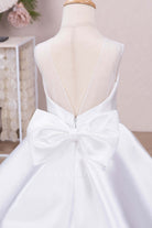 light ivory illusion v back flower girl  ballgown