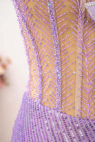 lilac beaded visible boning prom dress