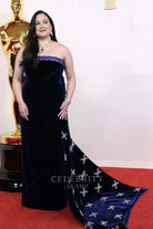 Lily Gladstone column formal dress 2024 Oscars red carpet