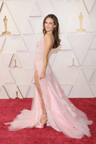 Lily James Pink Slit Prom Dress Oscars 2022