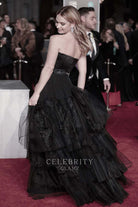 Lily James strapless dress baftas red carpet 2018