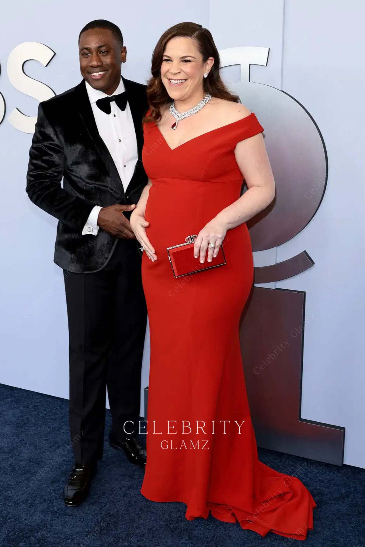 Lindsay Mendez off shoulder prom dress 2024 Tony awards