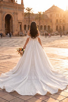 long ruffled bridal ballgown