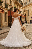 long ruffled skirt bridal dress