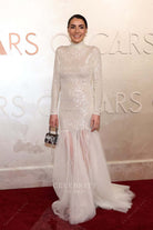 long sleeves Sarah Nuth 2025 Oscars red carpet dress