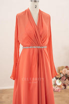 loose wrap mother of bride dress