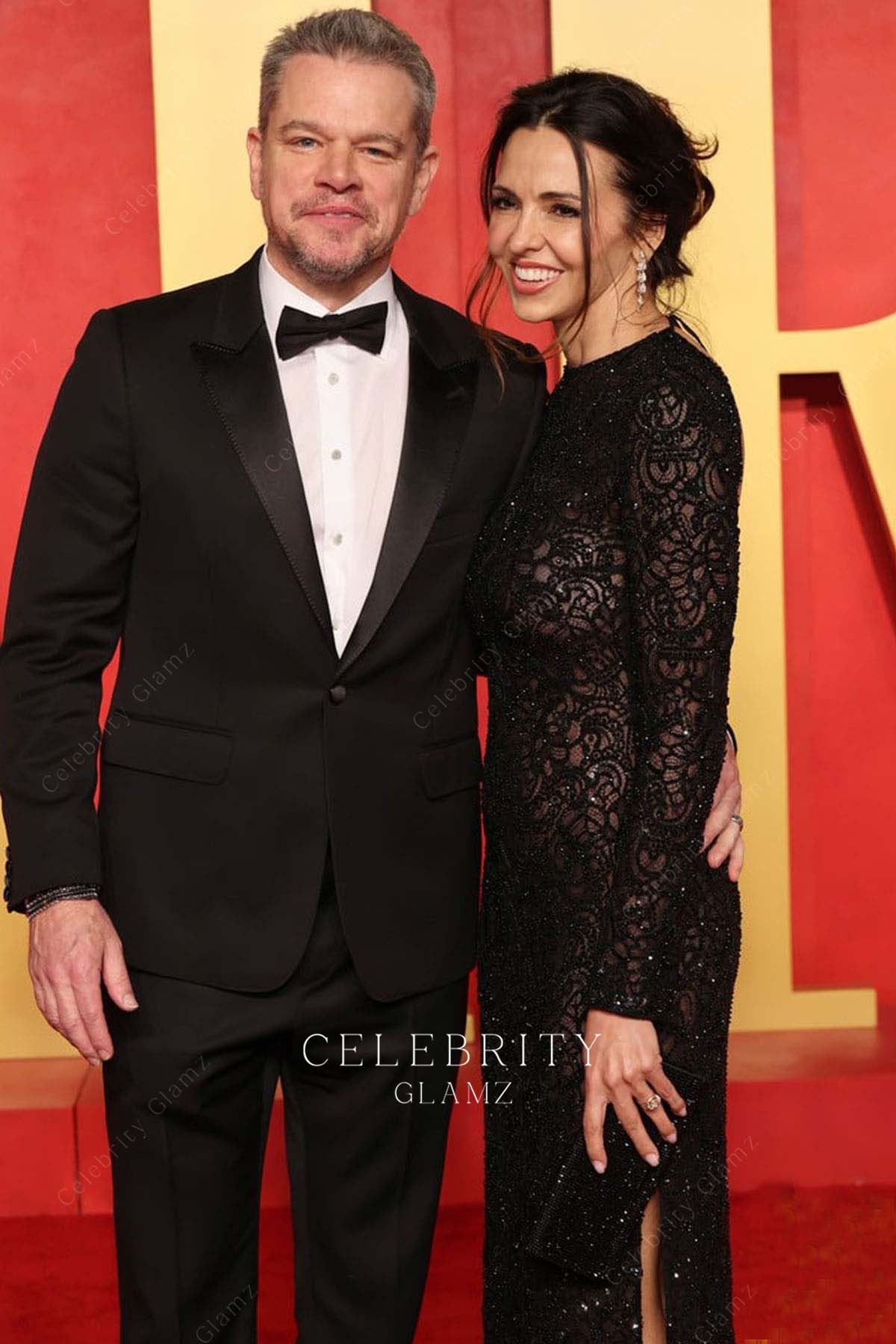 Luciana Barroso glitter prom dress 2024 Oscars after party