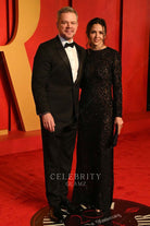 Luciana Barroso long sleeves prom dress 2024 Oscars after party