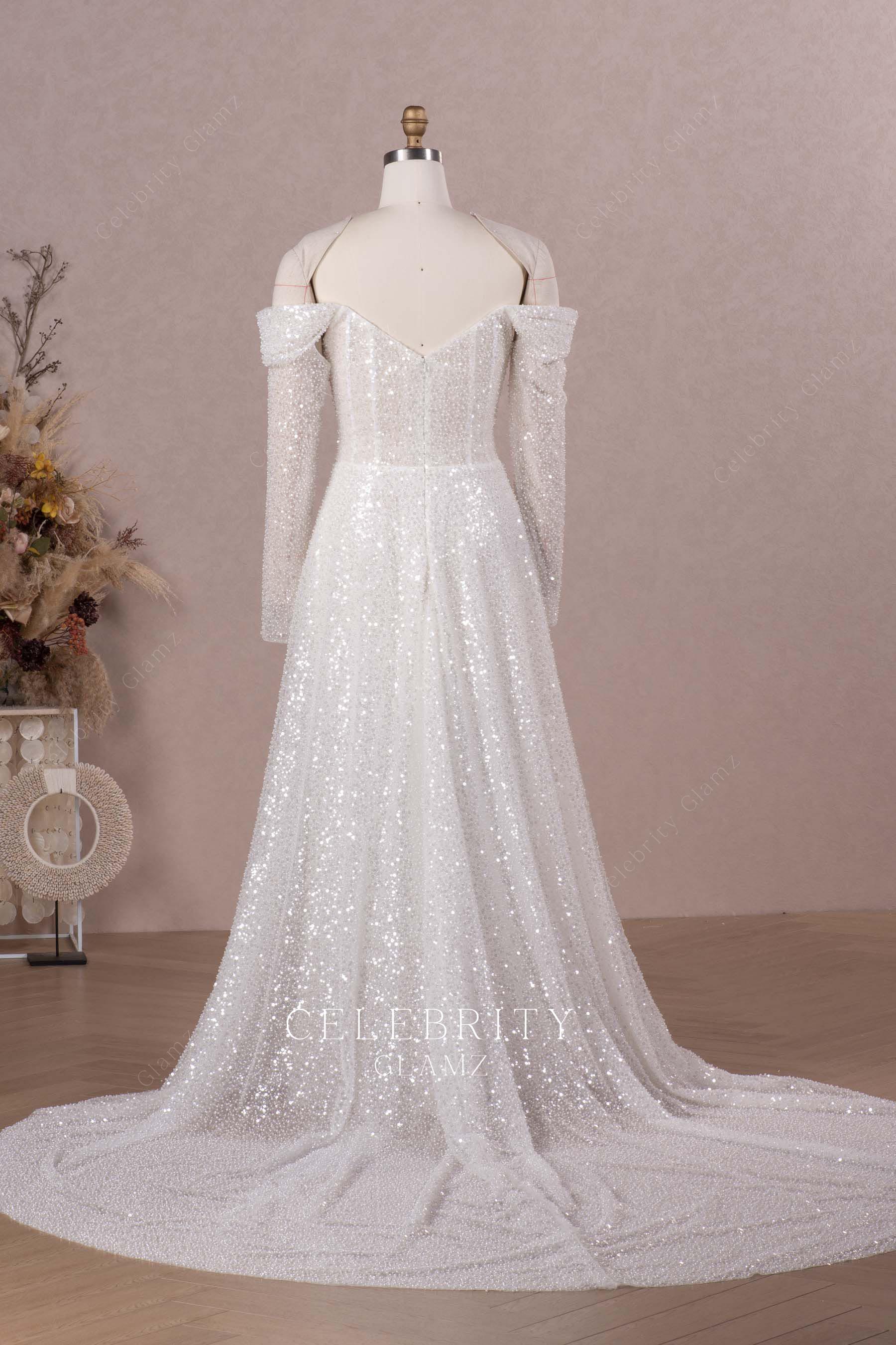 luxury beaded Aline wedding dress