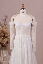 luxury beaded off shoulder wedding dress