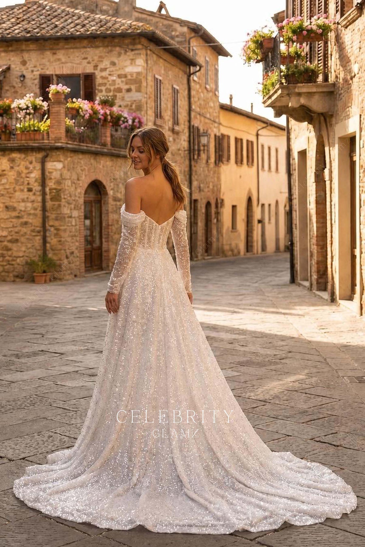 luxury court train beading wedding dress