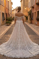 luxury lace long overskirt mermaid wedding dress
