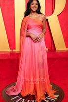 Maitreyi Ramakrishnan asymmetrical neckline prom dress 2024 Oscars after party