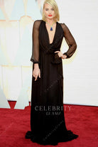 Margot Robbie illusion sleeves long dress annual academy awards 2015