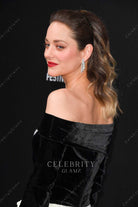 Marion Cotillard black off shoulder dress
