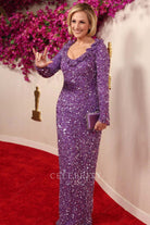 Marlee Matlin scoop neck dress 2024 Oscars red carpet