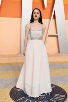 Maude Apatow pale wheat 2025 floor length Vanity fair party dress