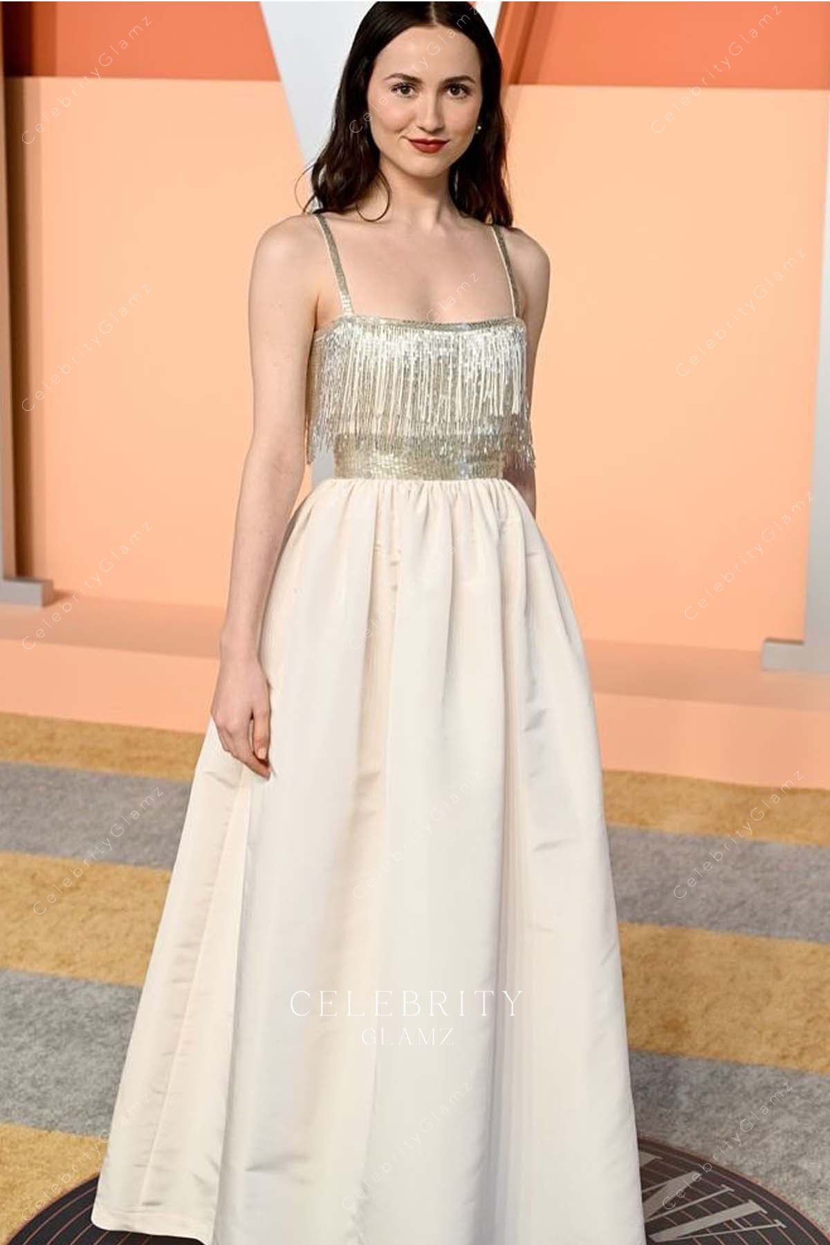 Maude Apatow sequin tassels 2025 Vanity fair party dress