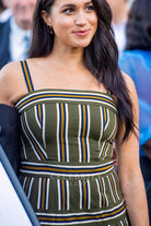 Meghan Markle army green sleeveless dress British high commission dinner 2018