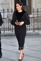 Meghan Markle black sheath prom dress Oceania Exhibit opening 2018