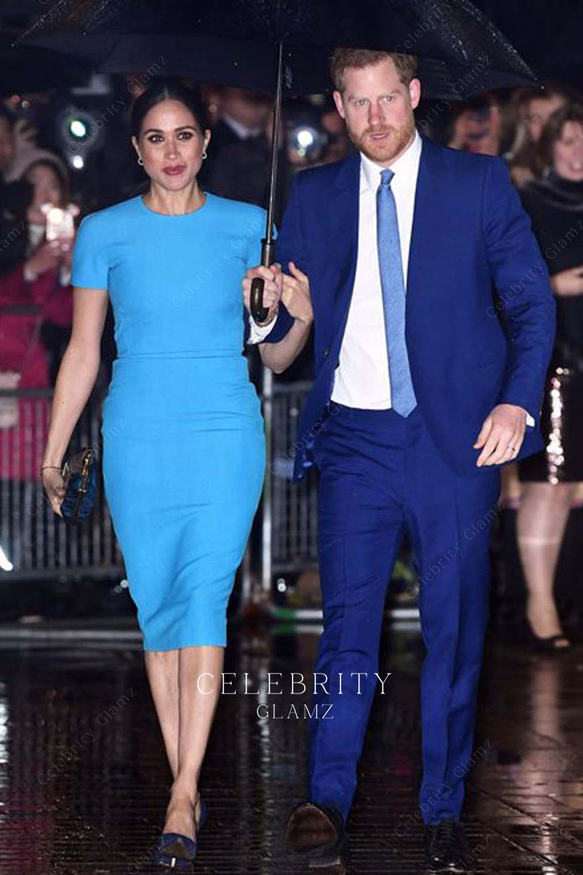 Meghan Markle blue pencil midi dress Endeavour awards 2020
