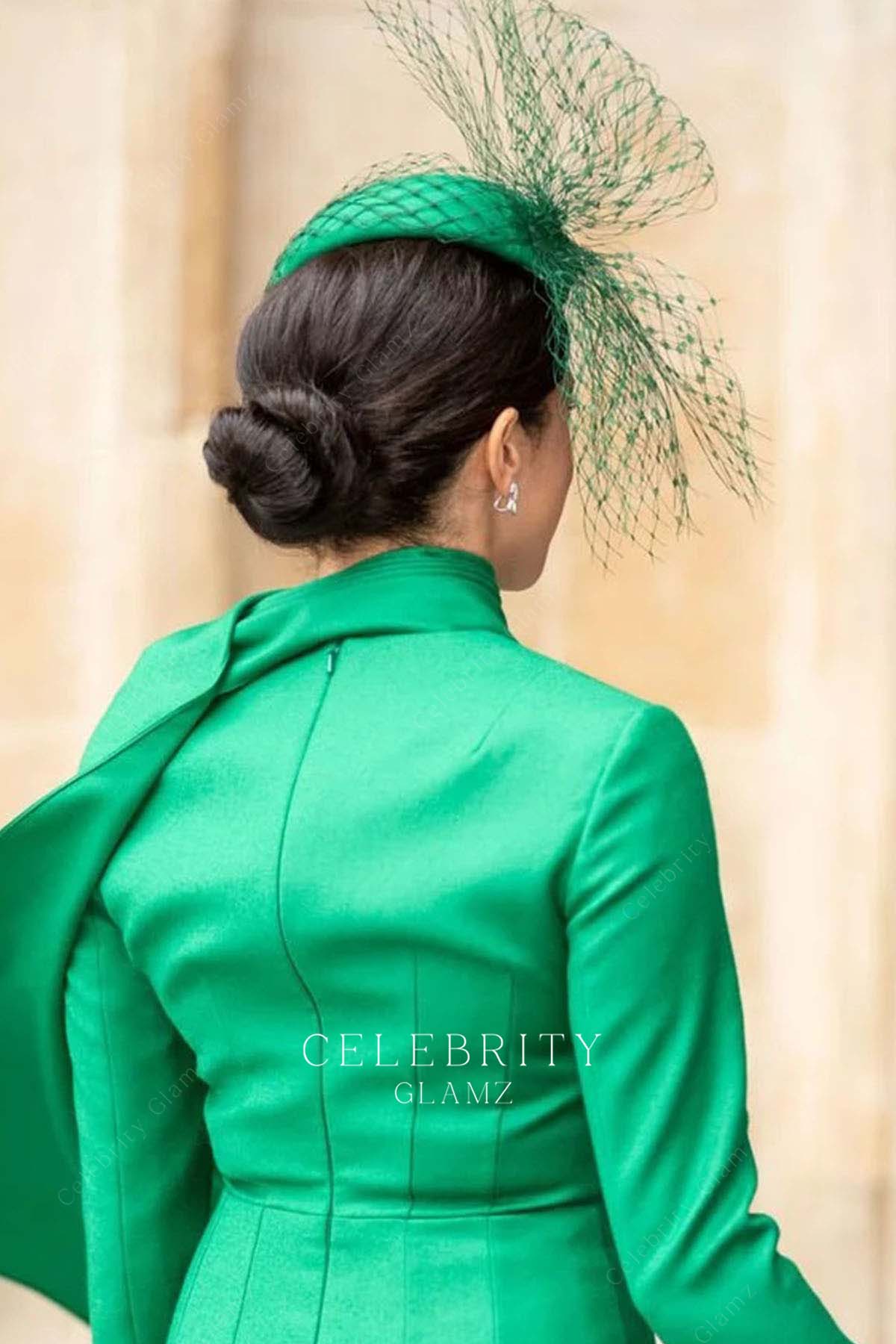 Meghan Markle emerald conservative back prom dress Westminster abbey commonwealth service 2020