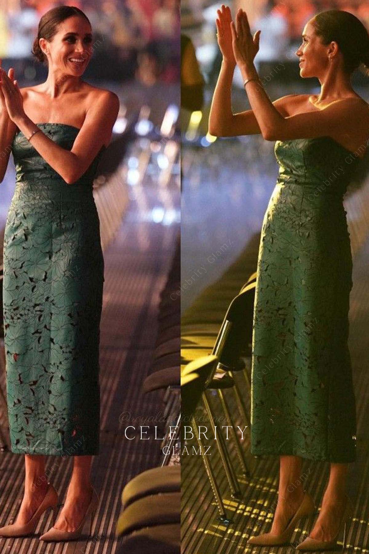 Meghan Markle flower lace formal dress tournament closing ceremony 2023