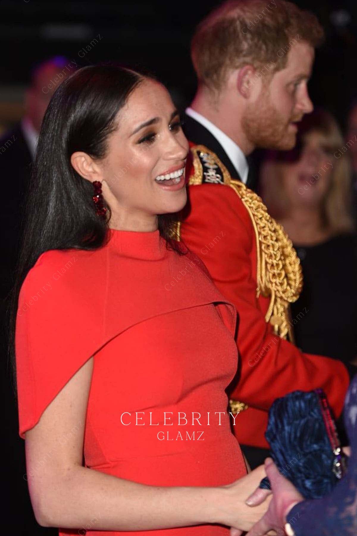 Meghan Markle high neck prom dress Mountbatten festival of music 2020