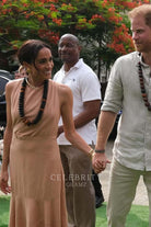 Meghan Markle peach crew neck formal prom dress Nigeria champion the Invictus games 2024