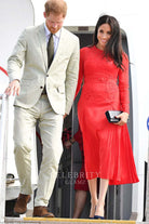 Meghan Markle red crew prom dress royal tour 2018