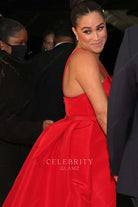 Meghan Markle red sleeveless prom gown veterans day gala 2021