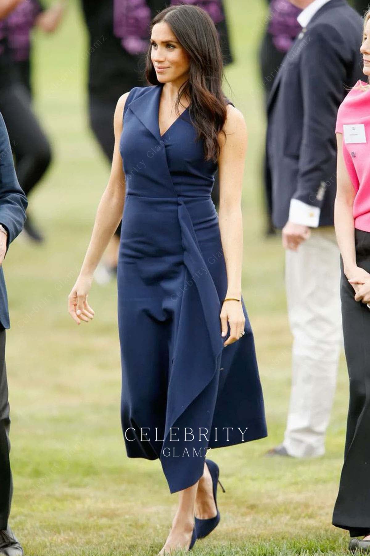 Meghan Markle royal blue formal  dress tour Australia 2018